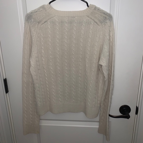 J. Crew Sweaters J Crew Cream Cable Knit Vneck Sweater Poshmark